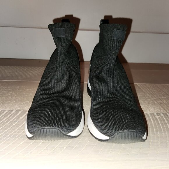 MICHAEL KORS Women's SKYLER Black Stretch Knit Wedge Bootie Sock Sneaker - Picture 2 of 4